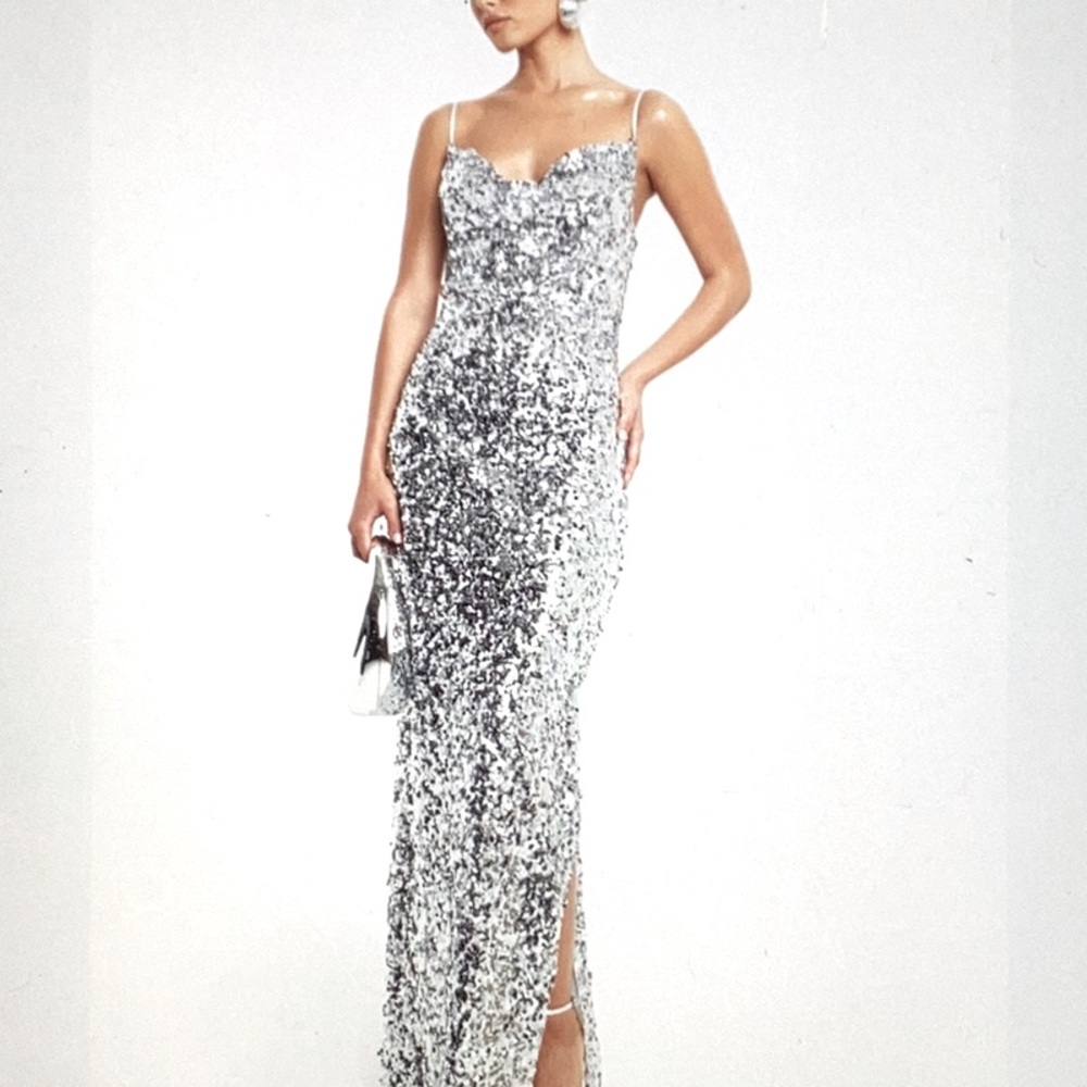 Emerald Sequined Lace-up Back Gown